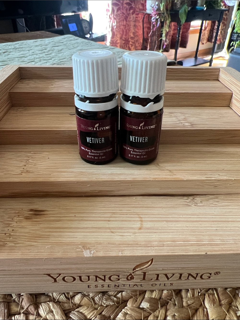 Young Living Vetiver Essential Oil - Burgundy Bottles with White Caps